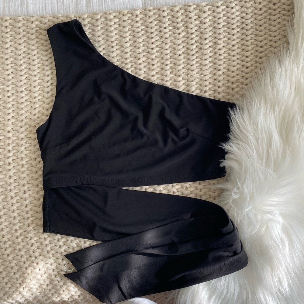 Black Cross Body Crop Top